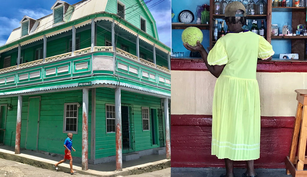 A collage of bright Caribbean colours in Soufriere St Lucia