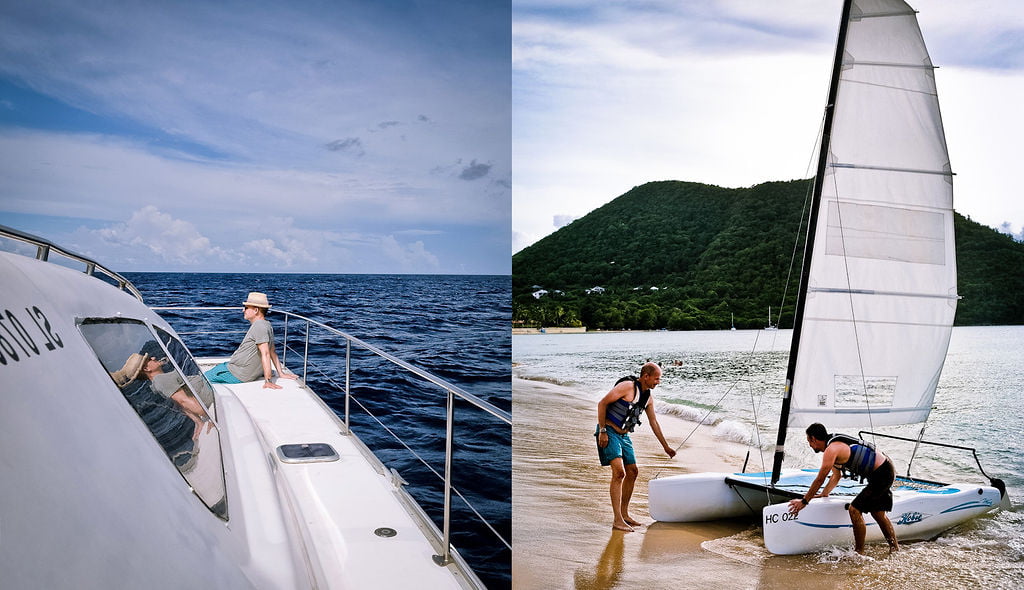 A collage of sailing boats big and small in St Lucia